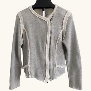 🤍 Lucky Lotus by Lucky Brand Soft Raw Edged Knit Zip Jacket – XL